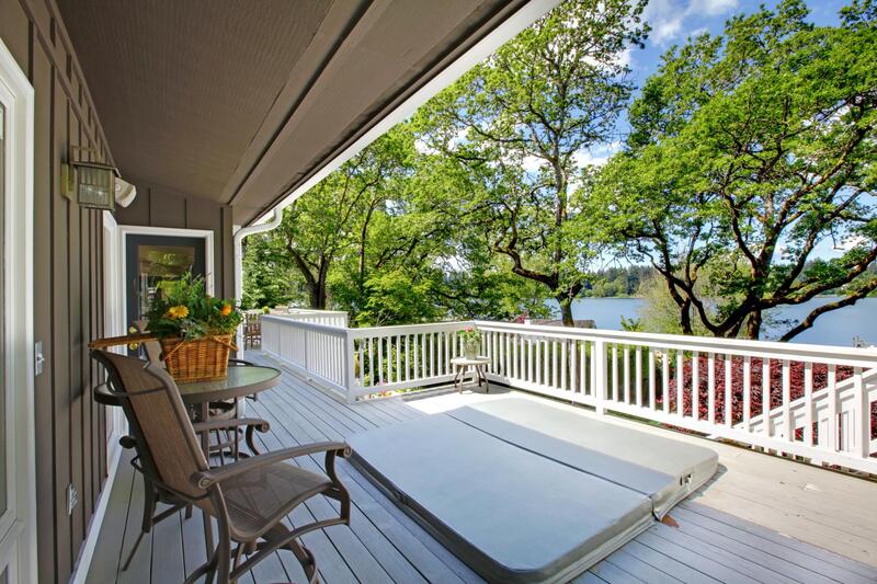 deck with chair and table